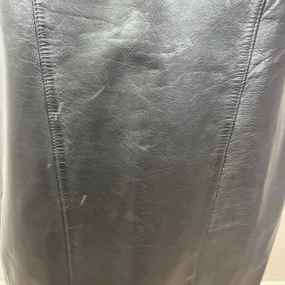 Vintage Evan Davies Black Cow Leather Skirt size 10 Straight Pencil Knee Biker - Picture 5 of 8